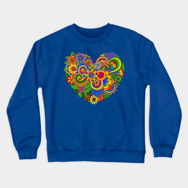 Rainbow Flower Power Love Crewneck Sweatshirt by AlondraHanley